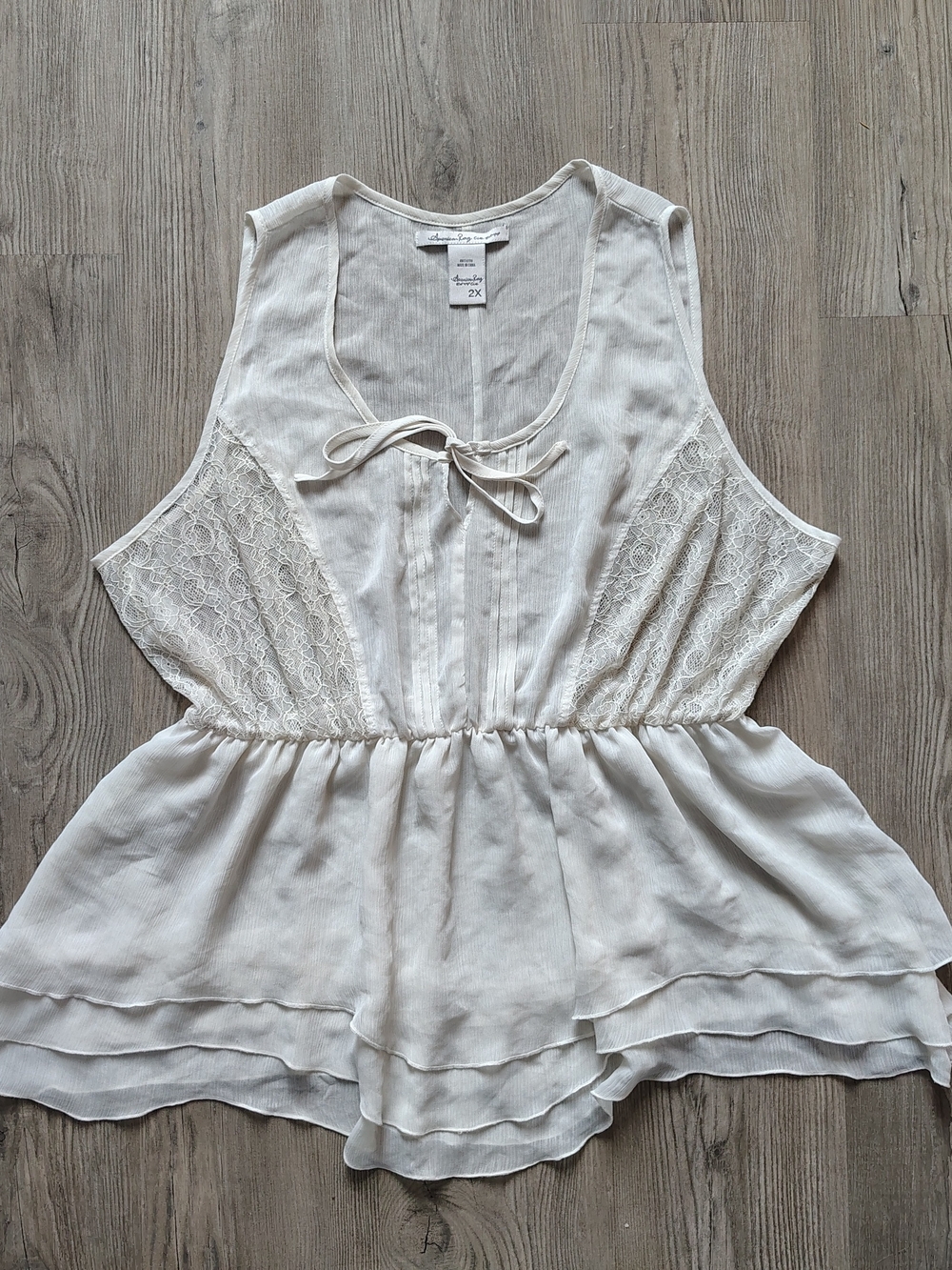 American Rag Ivory Lace-Trim Peplum Camisole